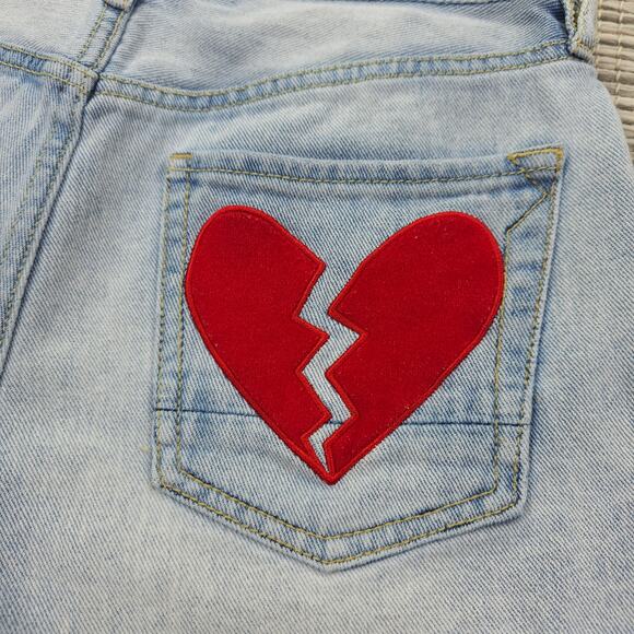 Kendall & Kylie Womens 26 Linda Blue Mid-Rise Heartbreaker Cut Off Shorts - Picture 4 of 16